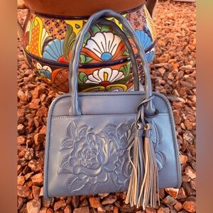 Patricia Nash:  Paris , Mirage blue , leather satchel - NWT